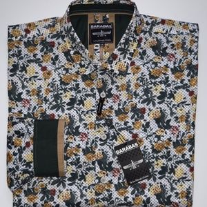 New Barabas $128 Multicolor Slim Fit Floral Long Sleeve Button Front Shirt 2XL